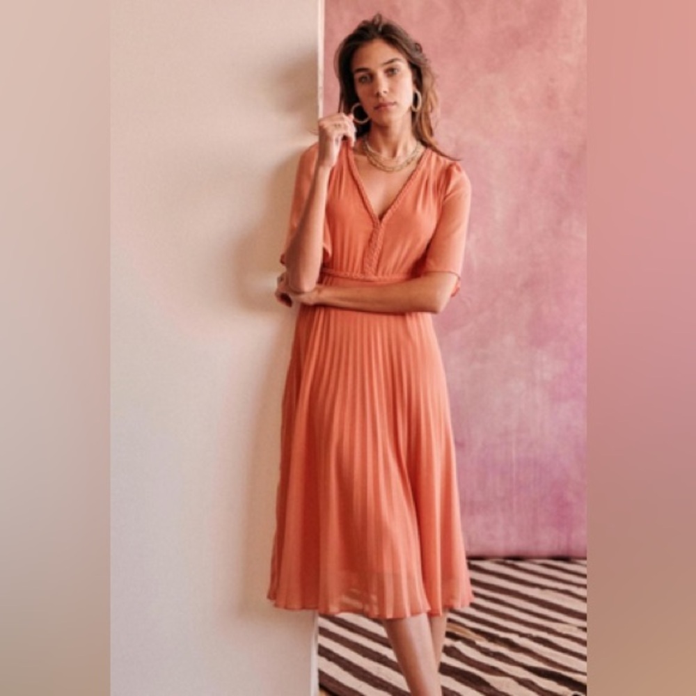Sezane Florencia dress in coral